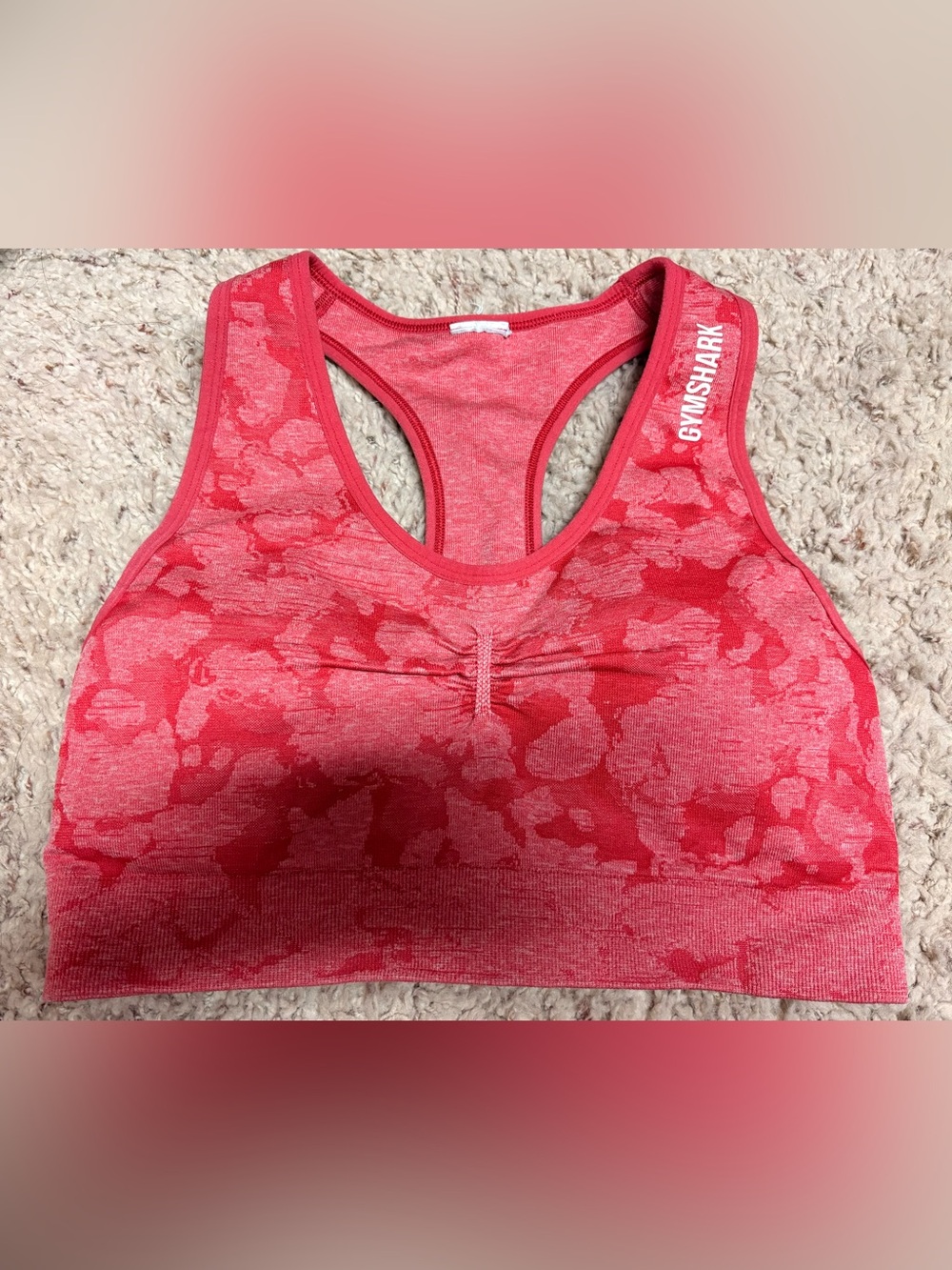 Gymshark Adapt Camo Seamless Racer Back Sports Bra - Red